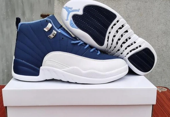 Air Jordan 12 White Deep Blue-1