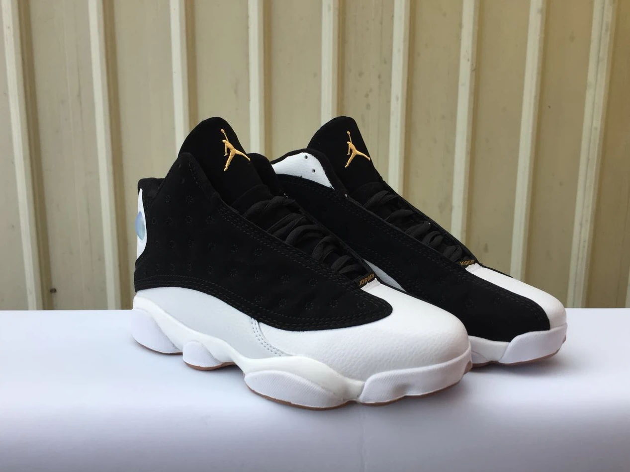 Air Jordan 13 Black White Gold-1