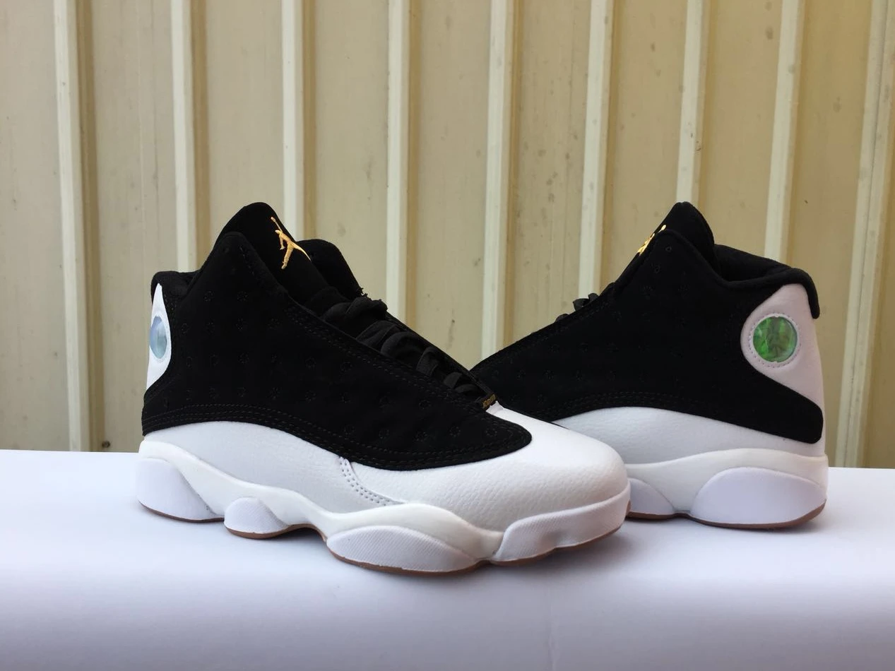 Air Jordan 13 Black White Gold-1
