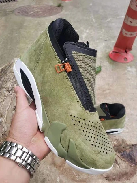 Air Jordan 14 Retro Black ArmyGreen-1