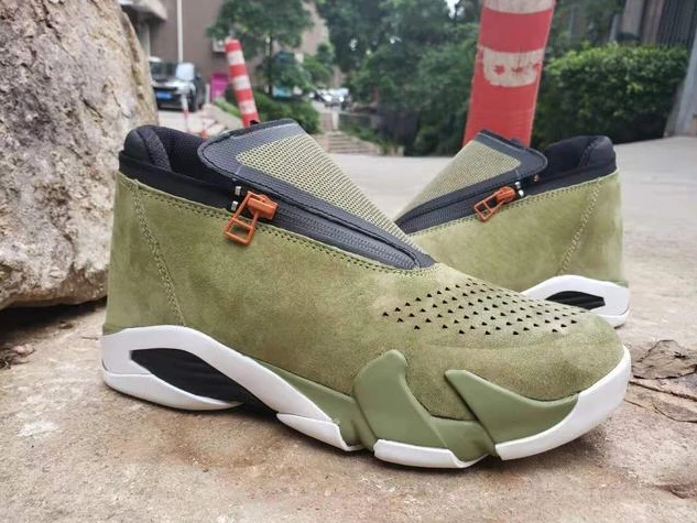 Air Jordan 14 Retro Black ArmyGreen-1