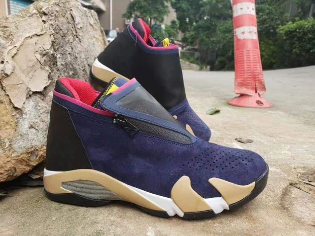 Air Jordan 14 Retro Dark Blue Red Champagne-1