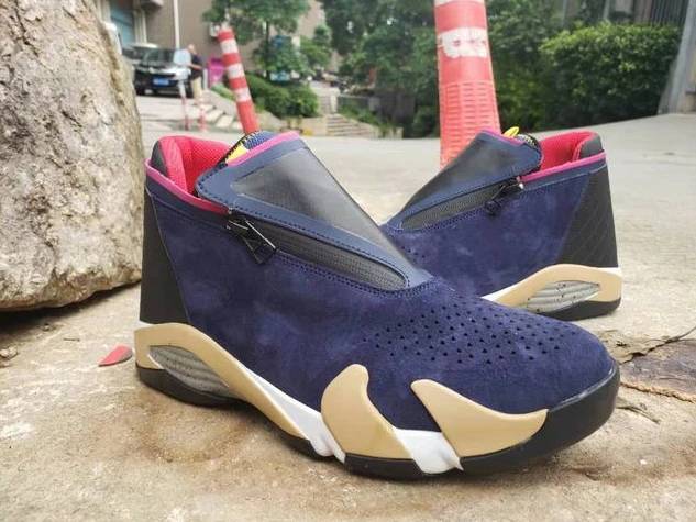 Air Jordan 14 Retro Dark Blue Red Champagne-1