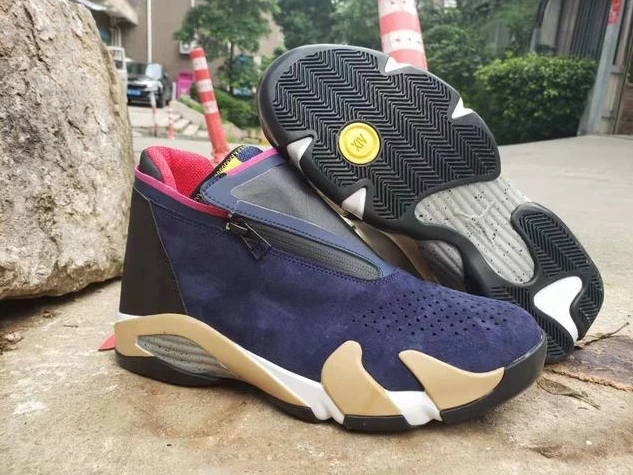 Air Jordan 14 Retro Dark Blue Red Champagne-1
