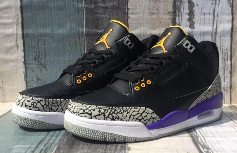 Air Jordan 3 Black Purple Yellow-Kobe's