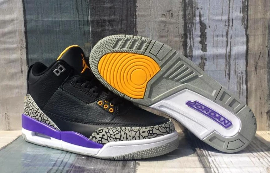 Air Jordan 3 Black Purple Yellow-Kobe's
