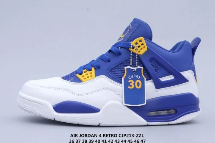 Air Jordan 4 & Curry White Blue-1