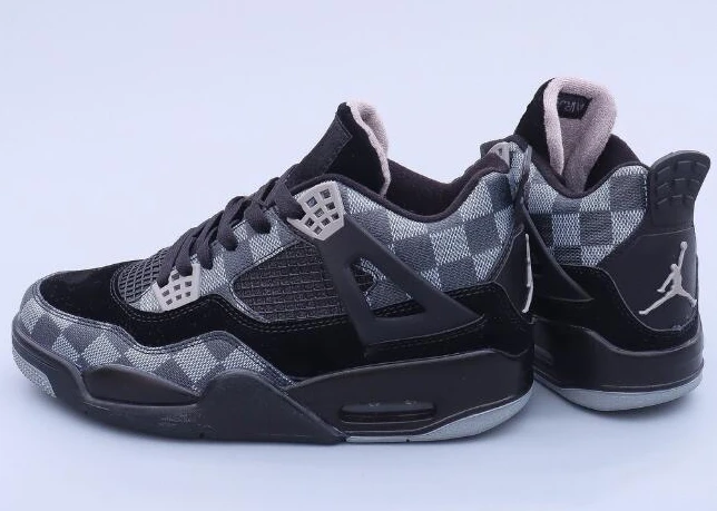 Air Jordan 4 Black Grey Chess-1