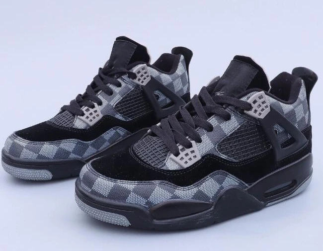 Air Jordan 4 Black Grey Chess-1