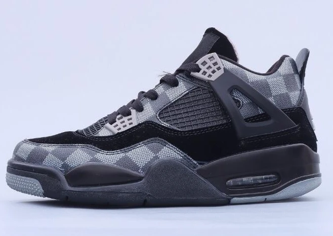 Air Jordan 4 Black Grey Chess-1