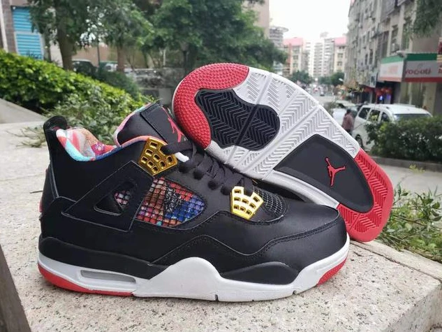 Air Jordan 4 Black White Red-1