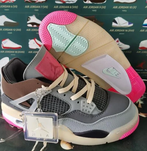 Air Jordan 4 Grey Pink-1