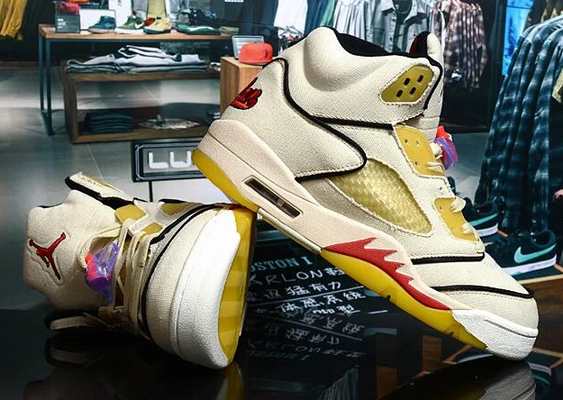 Air Jordan 5 Beige Yellow Red