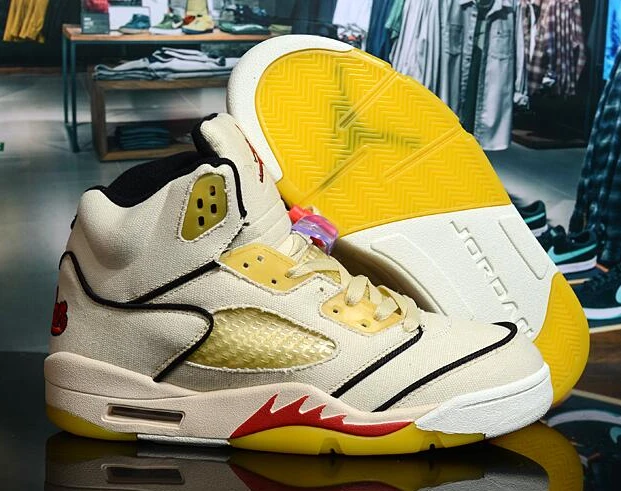 Air Jordan 5 Beige Yellow Red