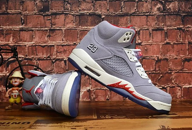 Air Jordan 5 Gray White Red-1