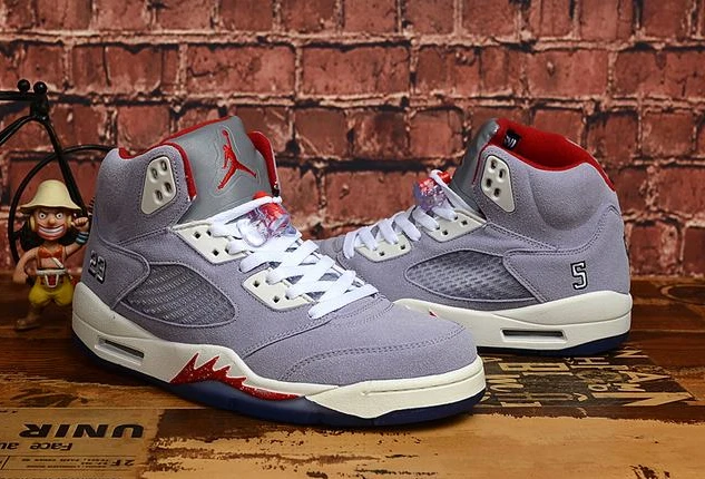 Air Jordan 5 Gray White Red-1