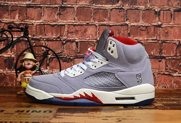 Air Jordan 5 Gray White Red-1
