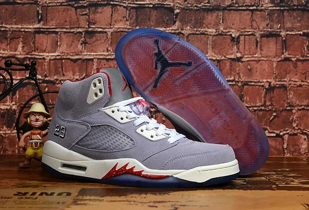 Air Jordan 5 Gray White Red-1