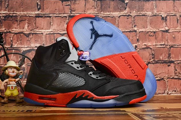 Air Jordan 5 Silk Black Red For Women-1