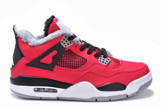 Air Jordan IV(4) Red Black fur-69