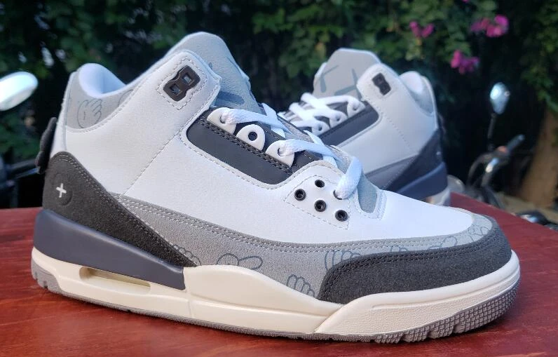 Nike Air Jordan 3 White Black Gray-1