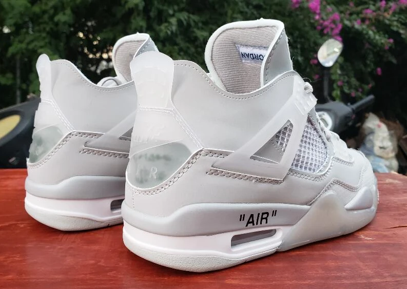 Off White X Air Jordan 4 White Grey-1