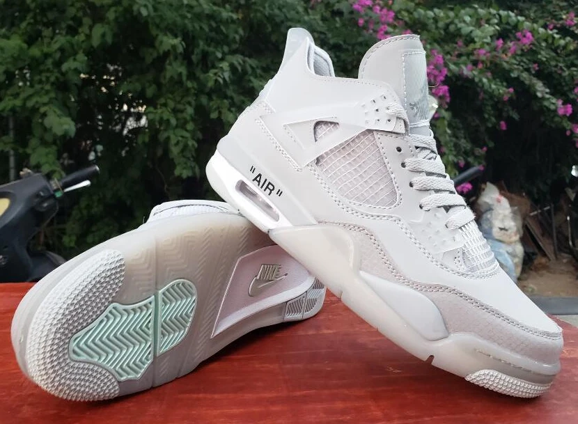 Off White X Air Jordan 4 White Grey-1