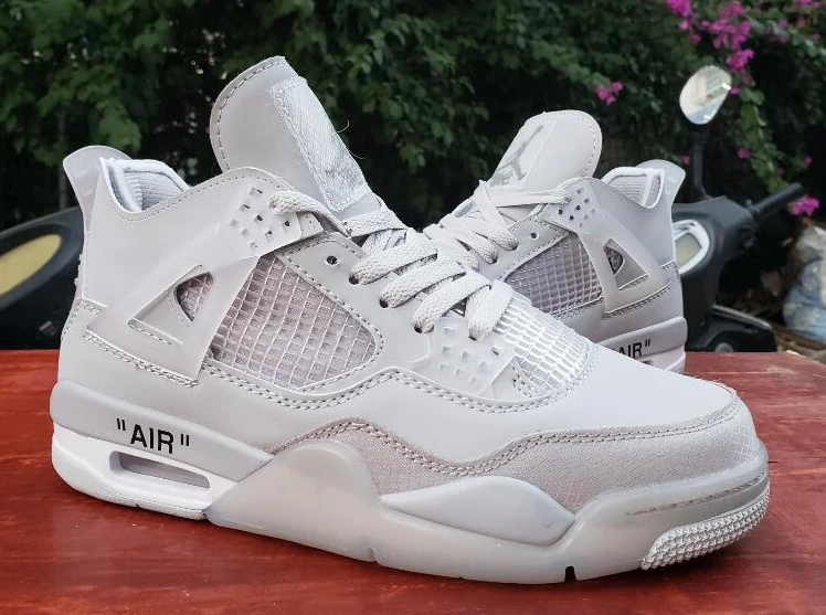 Off White X Air Jordan 4 White Grey-1