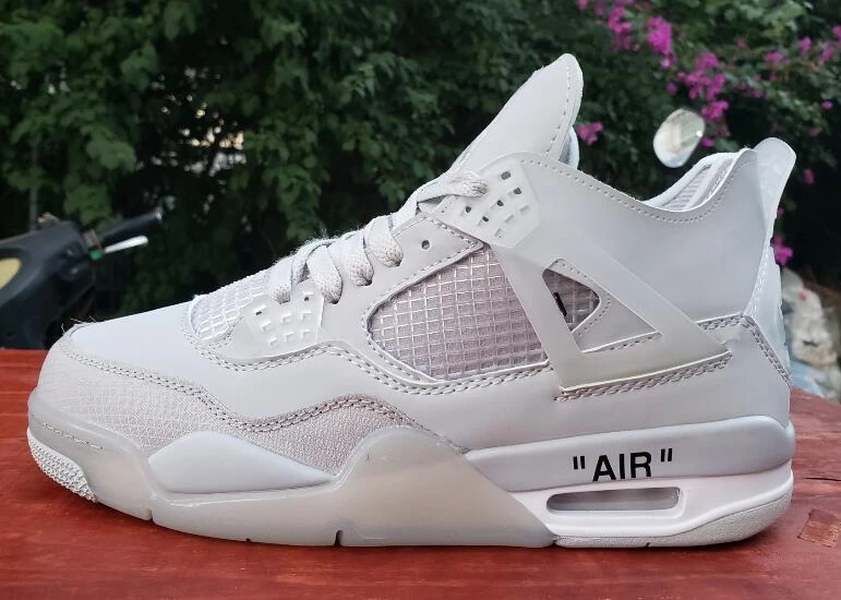 Off White X Air Jordan 4 White Grey-1