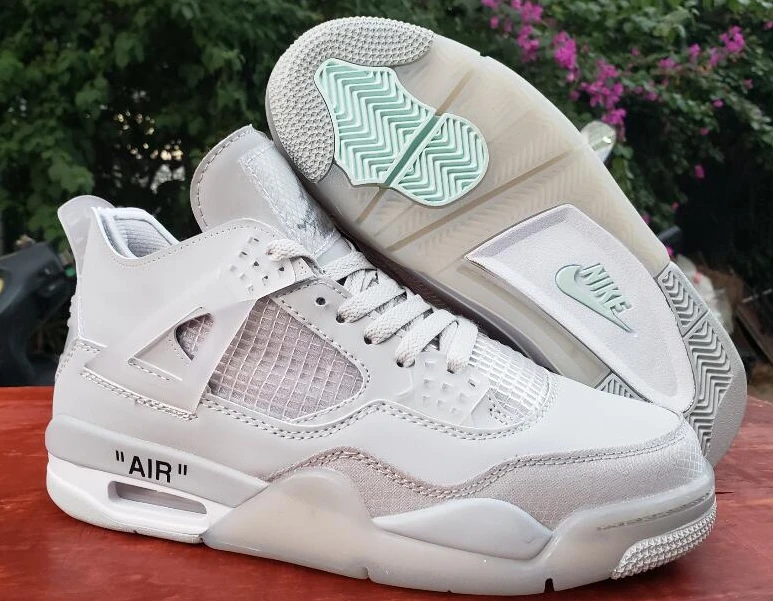 Off White X Air Jordan 4 White Grey-1