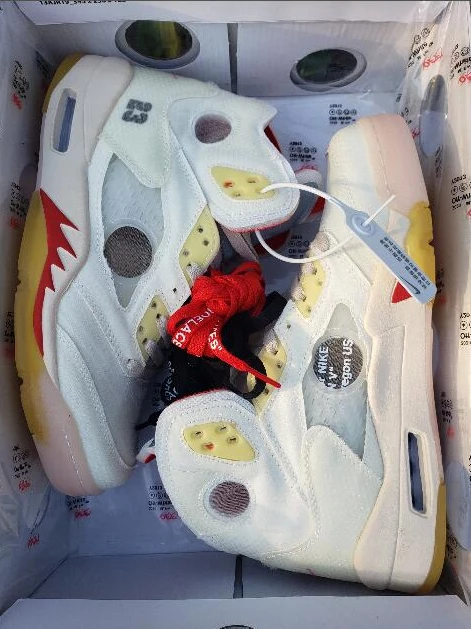 Off White X Air Jordan 5 White Red