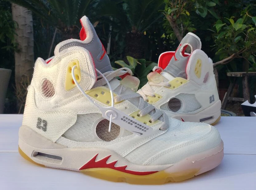 Off White X Air Jordan 5 White Red