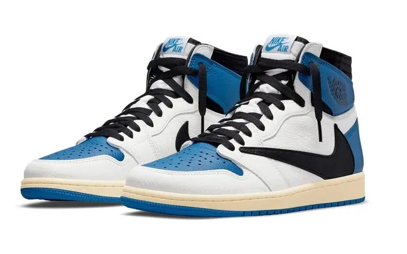 TS x Fragment x Air Jordan 1 White Blue