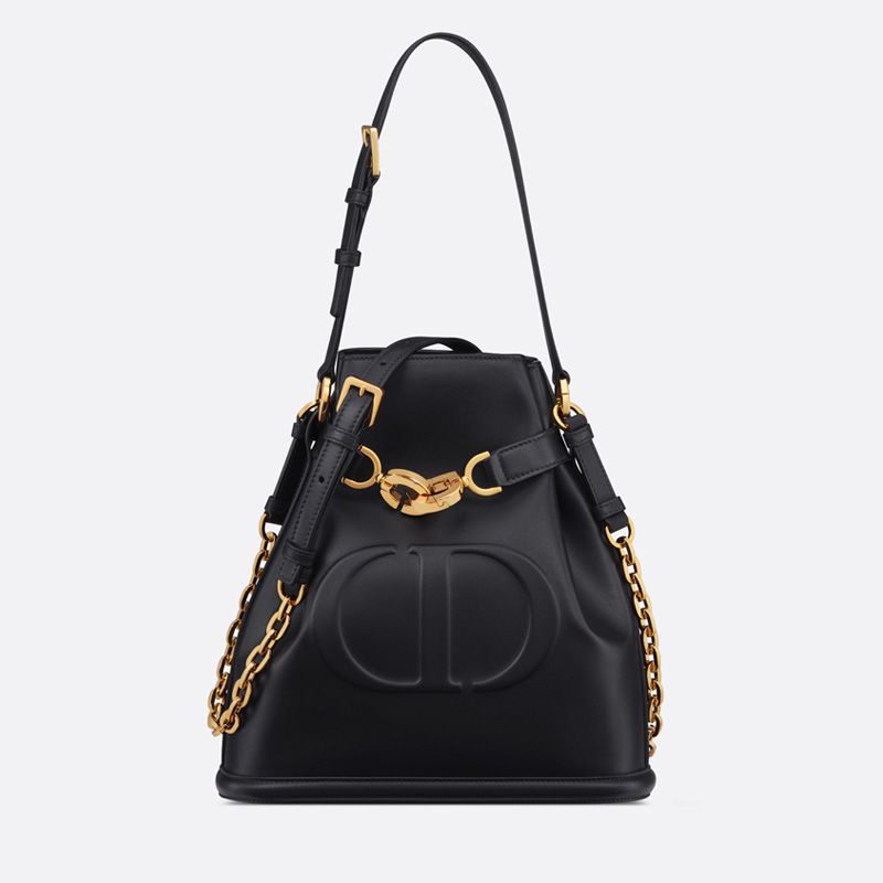 Hot Medium C'est Dior Bag CD-Embossed Calfskin Black