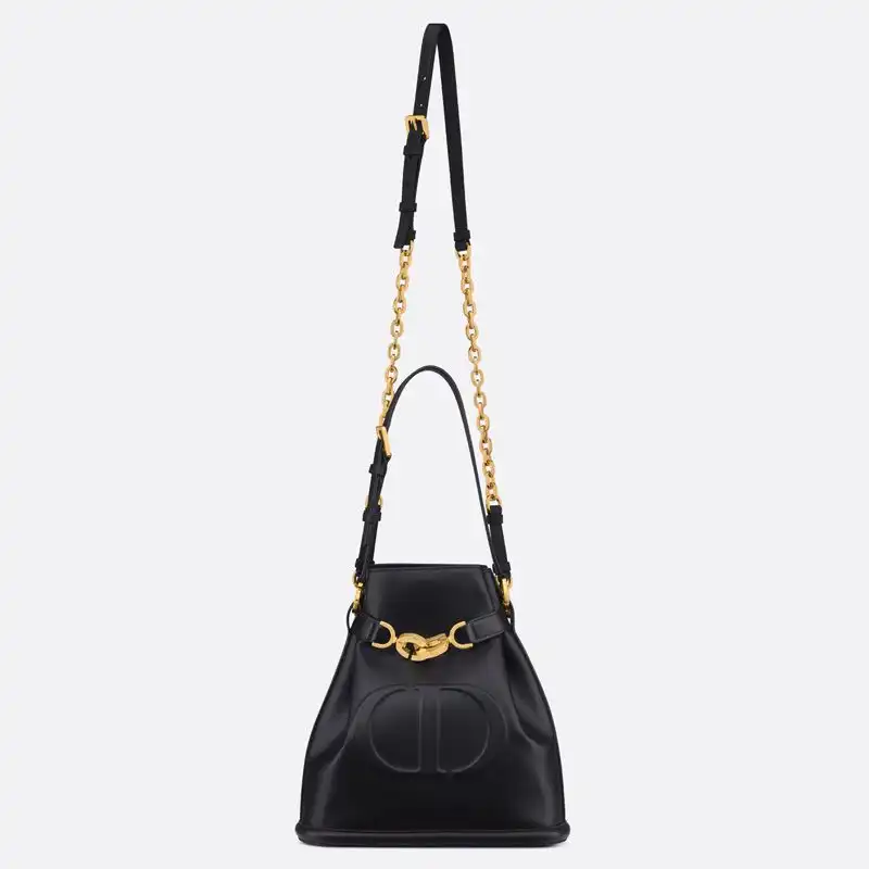 Cheap Medium C'est Dior Bag CD-Embossed Calfskin Black