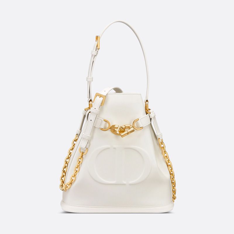 Medium C'est Dior Bag CD-Embossed Calfskin White Hot Sale