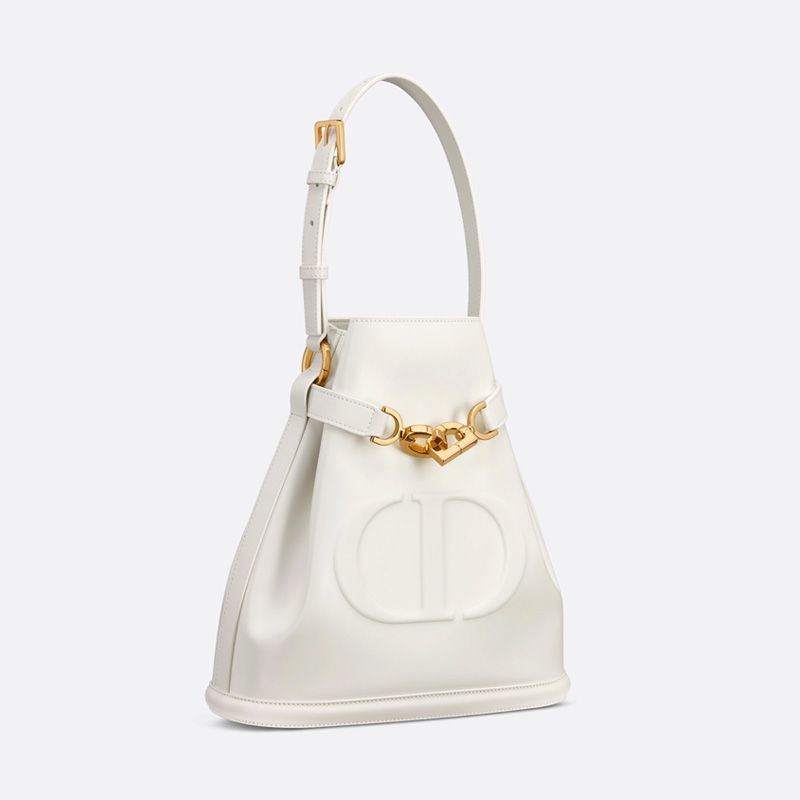 Medium C'est Dior Bag CD-Embossed Calfskin White Hot Sale