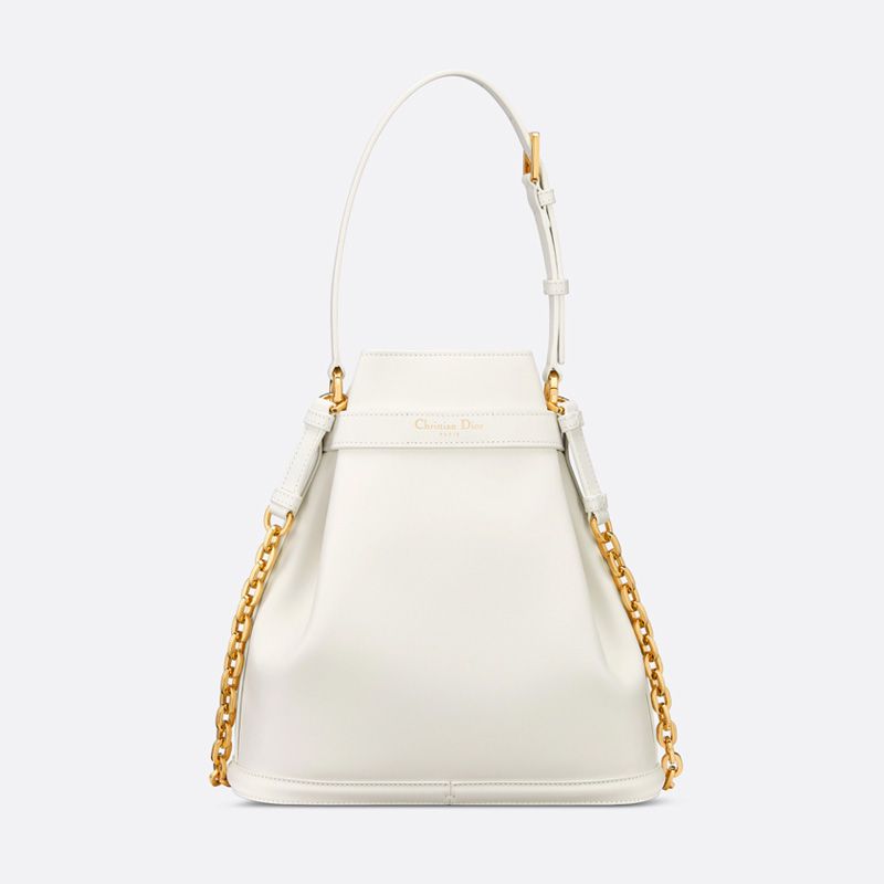 Medium C'est Dior Bag CD-Embossed Calfskin White Hot Sale