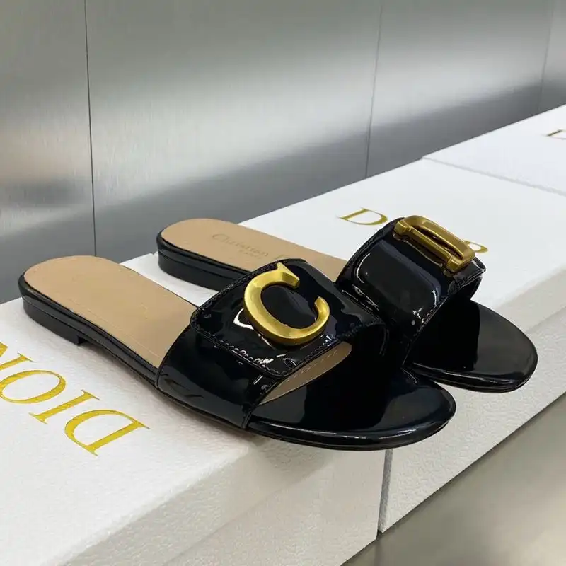 Affordable Hot C'est Dior Slides Women Patent Leather Black