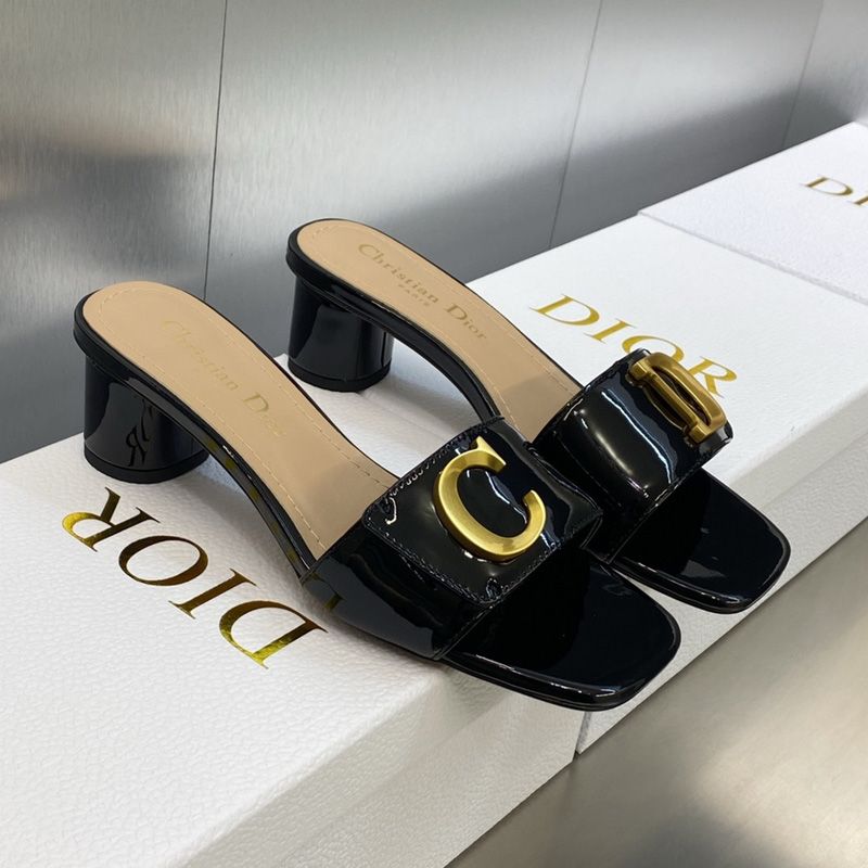 Hot C'est Dior Slides Women Patent Leather Black