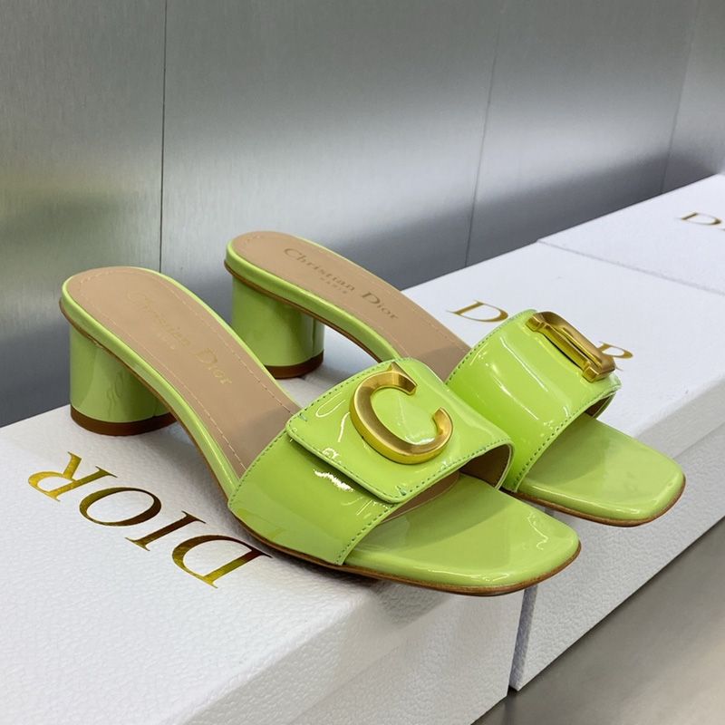 C'est Dior Slides Women Patent Leather Green Luxury