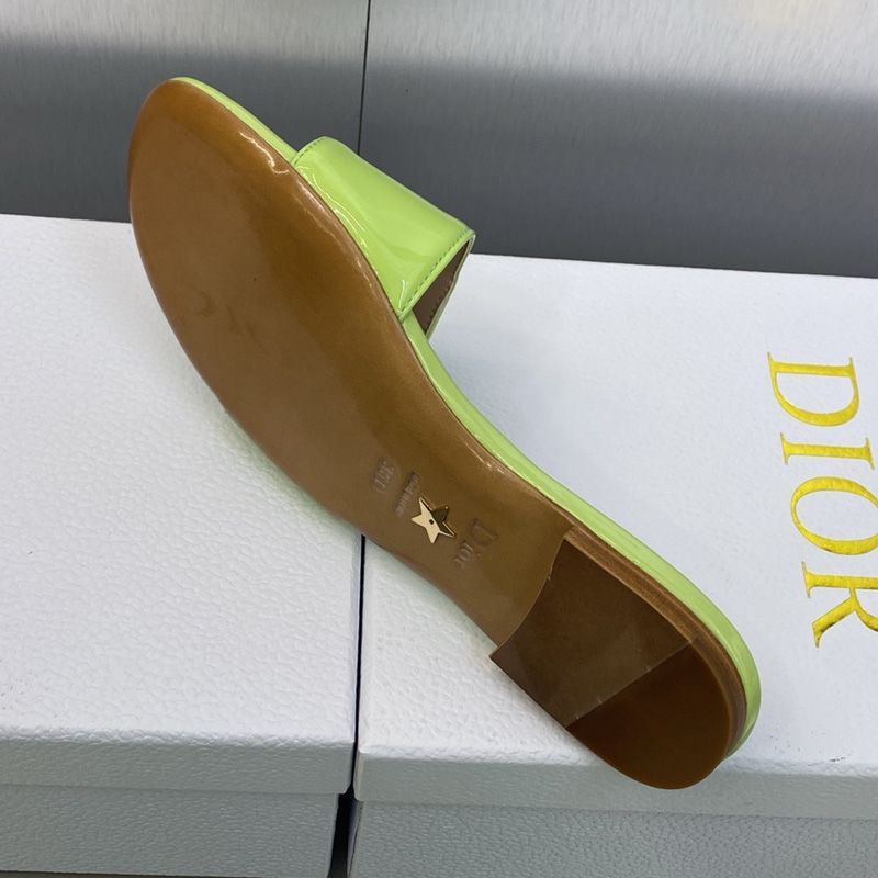 C'est Dior Slides Women Patent Leather Green Luxury