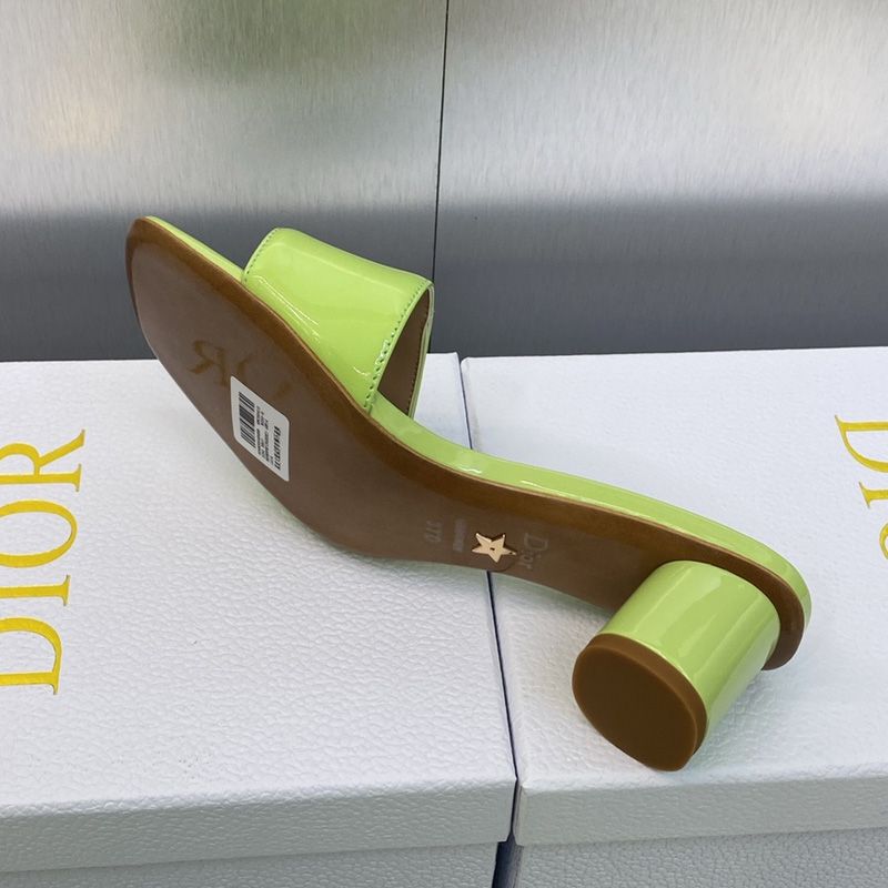 C'est Dior Slides Women Patent Leather Green Luxury