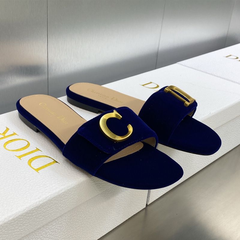 C'est Dior Slides Women Velvet Blue Hot Sale