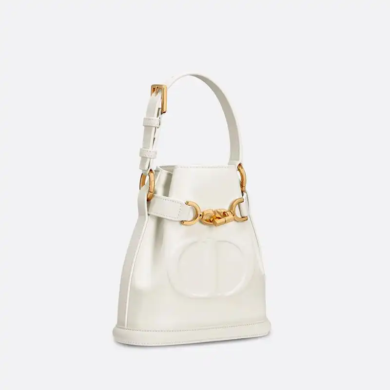 Cheap Small C'est Dior Bag CD-Embossed Calfskin White