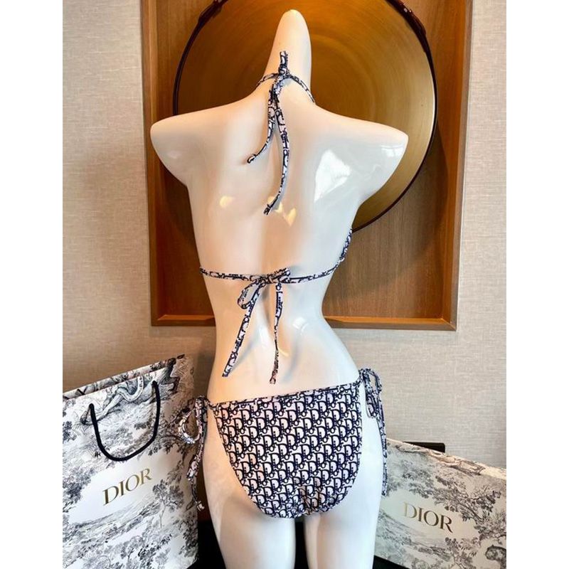 Hot Christian Dior Bikini Women Oblique Motif Lycra Blue