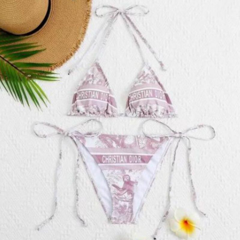 Christian Dior Bikini Women Toile De Jouy Motif Lycra Pink Hot Sale