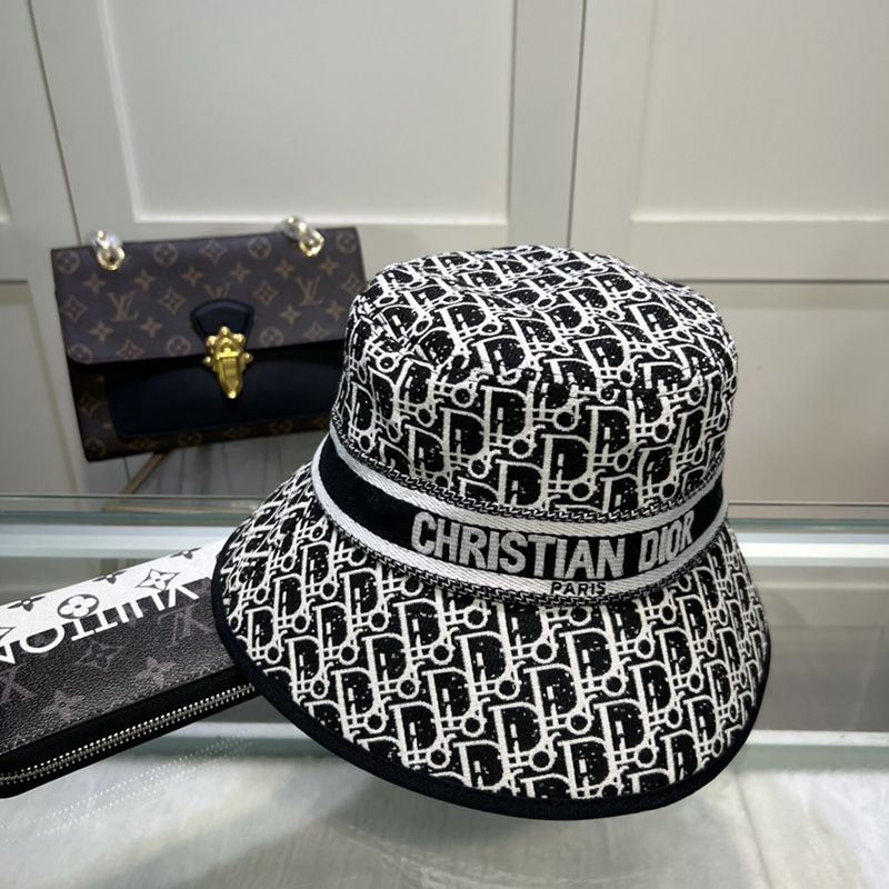 Hot Christian Dior Bucket Hat D-Oblique Motif Canvas Black