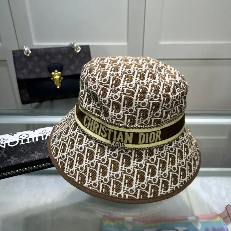 Affordable Hot Christian Dior Bucket Hat D-Oblique Motif Canvas Brown