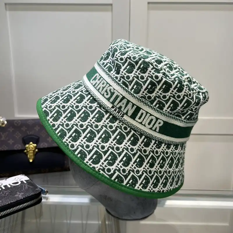 Hot Christian Dior Bucket Hat D-Oblique Motif Canvas Green